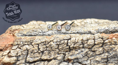 White, Rose, and standard Yellow gold CZ Bezel set nostril screws